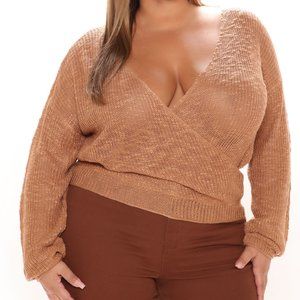 Don't Waste Your Time Surplice Sweater - Camel